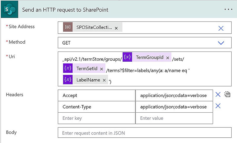 Get term(s) by label form SharePoint Online