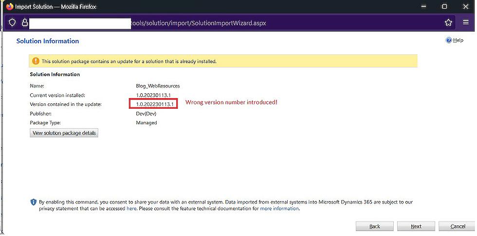 Dataverse: How to fix Managed Solution Version Number