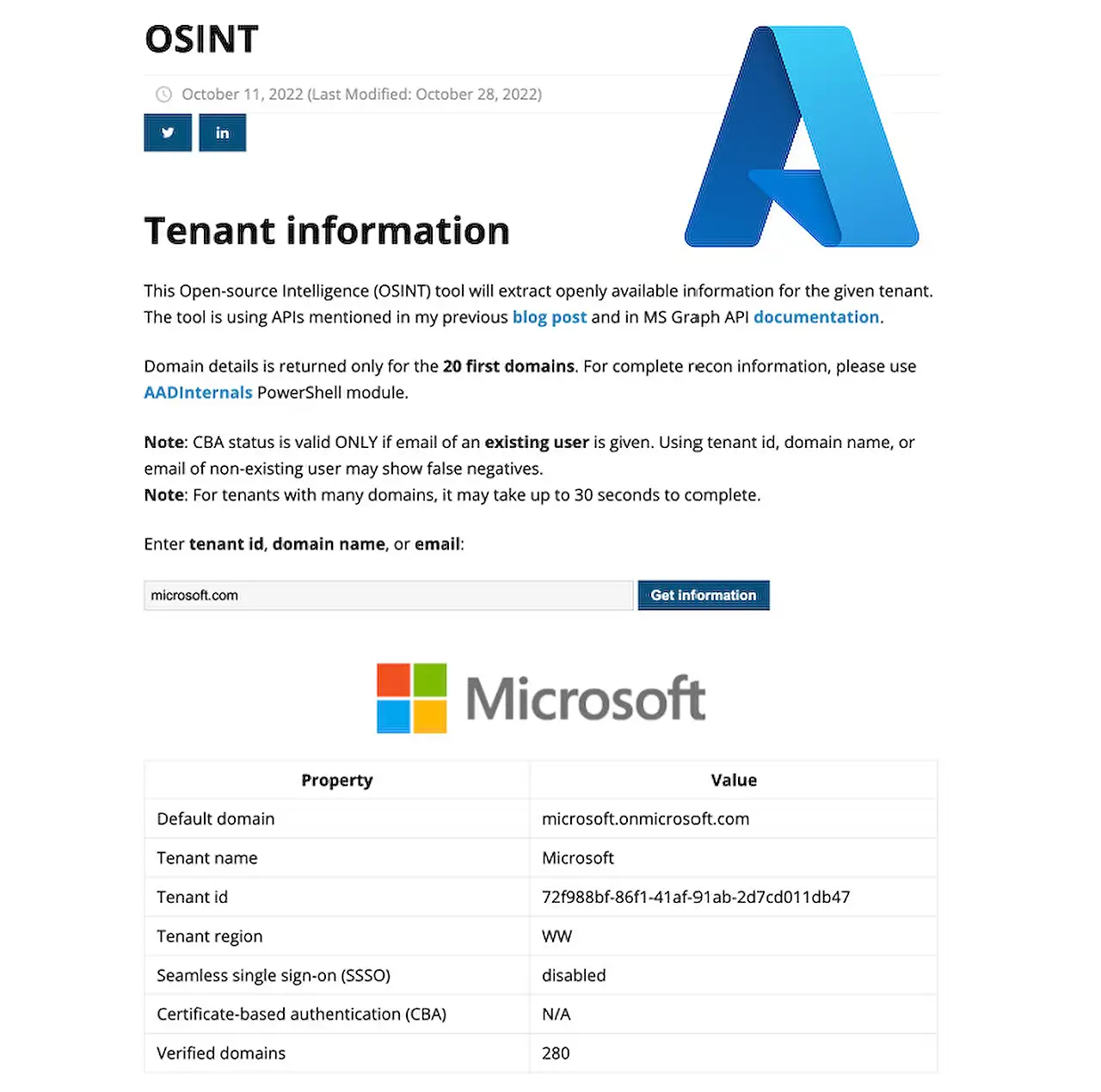 OSINT - Microsoft 365 Tenant information