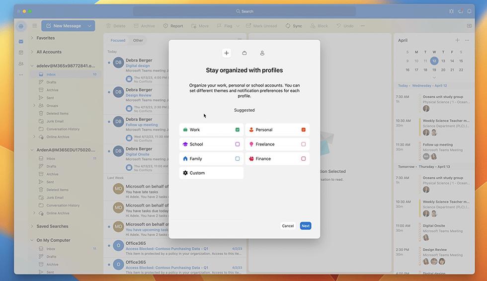 Profiles in Outlook for Mac (Insider)