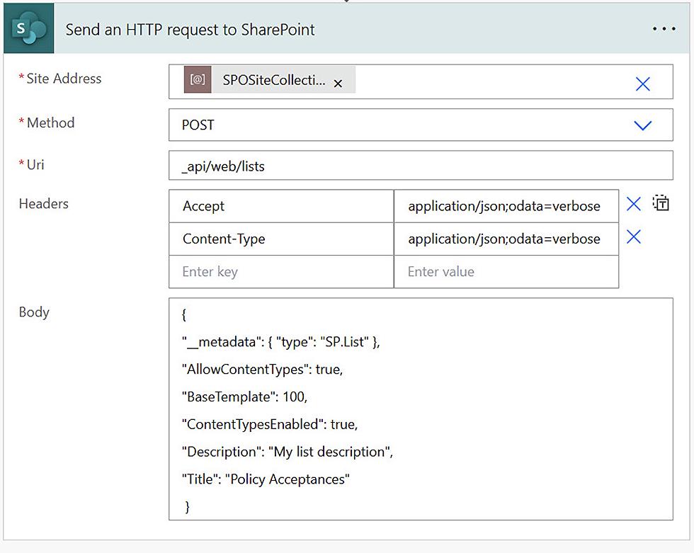 Create List in SharePoint with PowerAutomate