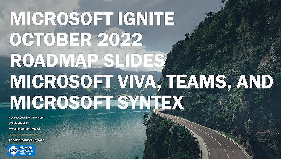 Roadmap Slides Viva, Teams and Syntex by Susan Hanley