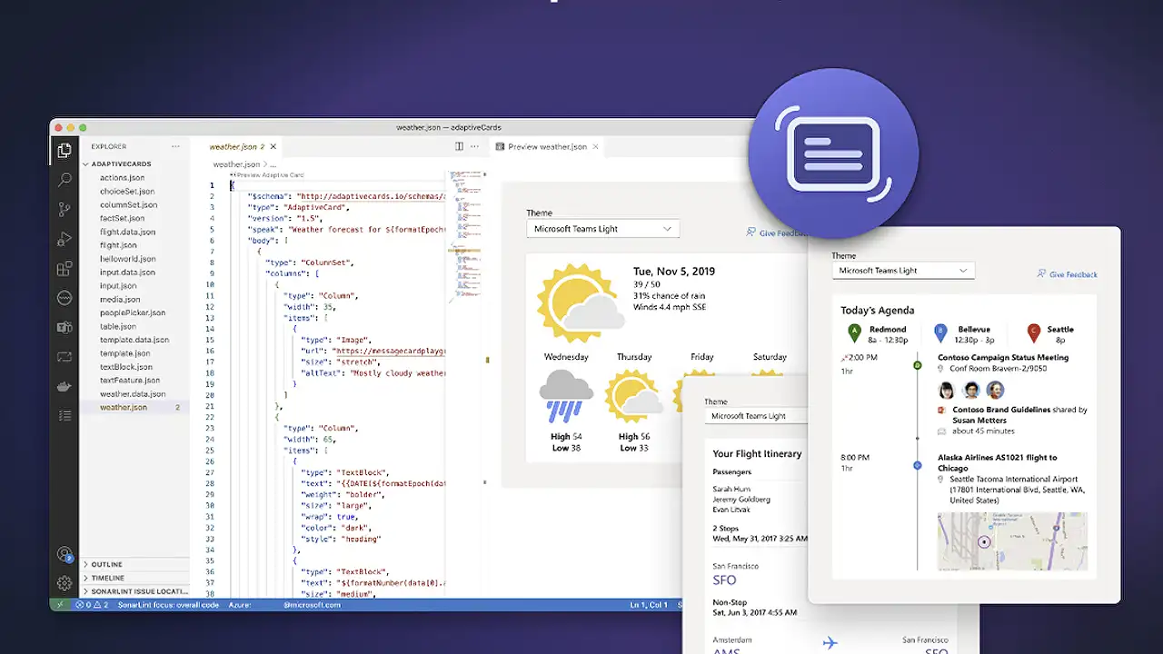 Microsoft Adaptive Card Previewer for VS Code