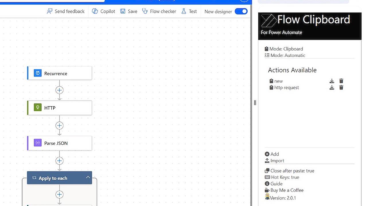 Power Automate Action Clipboard